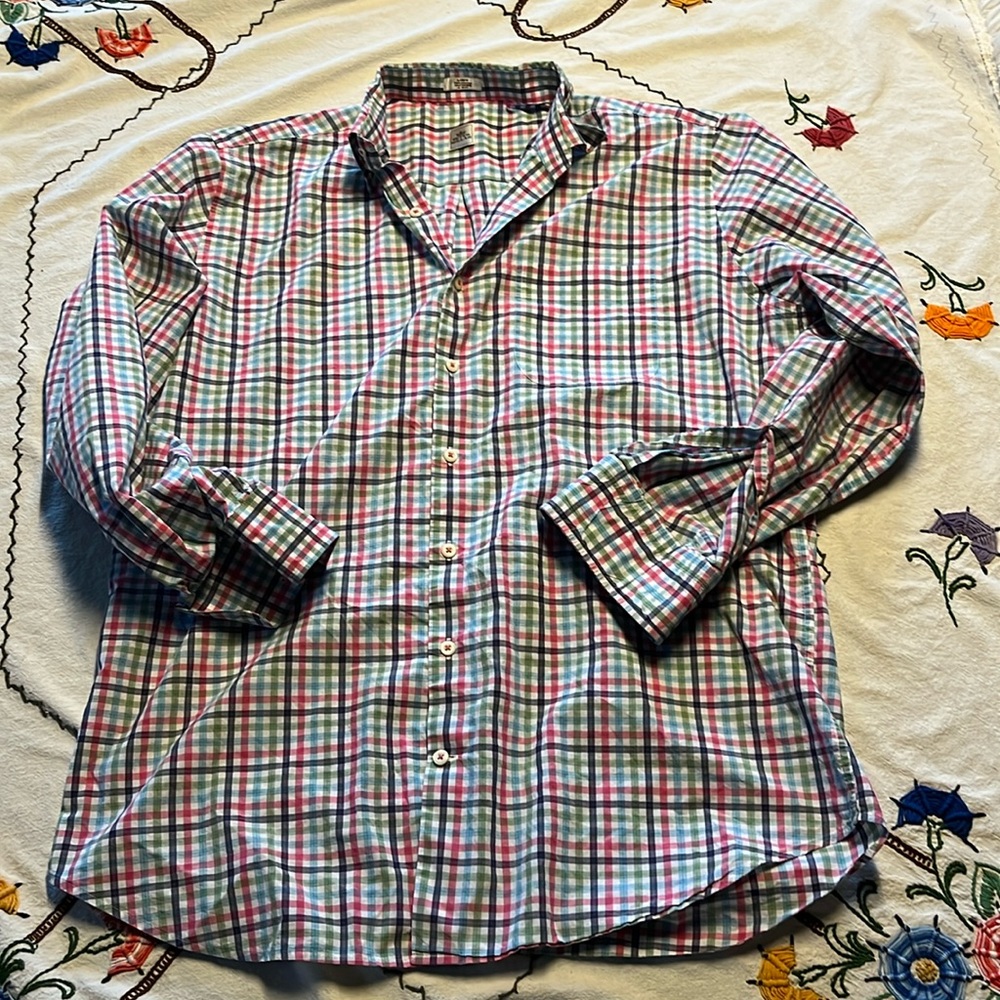 Peter Milar L long sleeve cotton plaid shirt